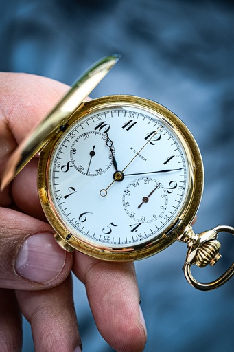 [1677-2] Zenith Chronograph Pocket Watch 18k