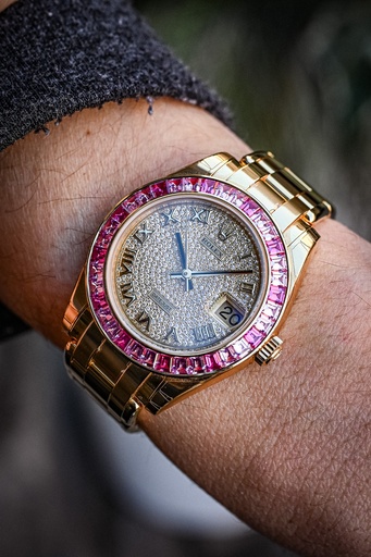 [1761] Rolex Pearlmaster Diamonds + Rose Sapphires 18k 81348SARO